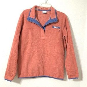 Columbia Women’s PFG snap fleece pullover sweatshirt snap buttons size Large